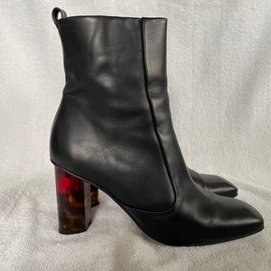 Kurt Geiger Leather & Tortoiseshell Heeled Ankle Boots